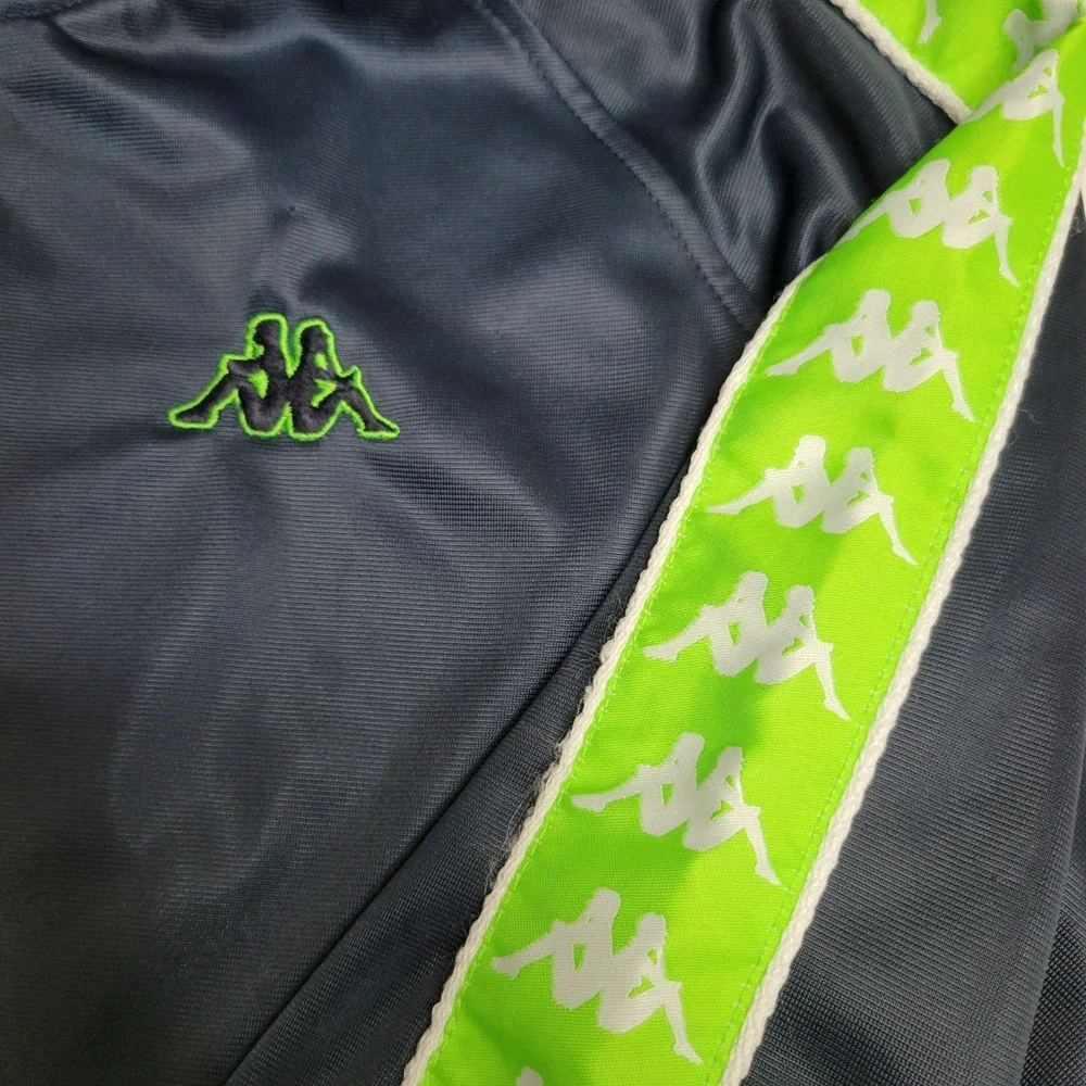 Kappa Men's Track Jacket Size Large Navy &‎ Neon Green Polyester READ